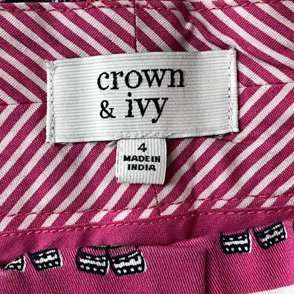 Crown Ivy Pink Elephant Print Shorts Women's Size 4 Flat Front Casual Shorts - Picture 6 of 8